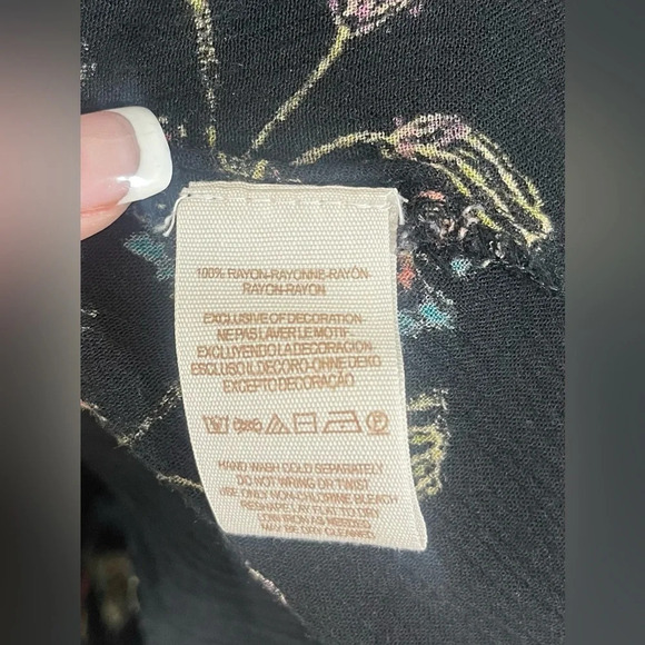 Free People Just The Two Of Us Black Floral Peasant Tunic Dress Top Women’s XS - Picture 13 of 15